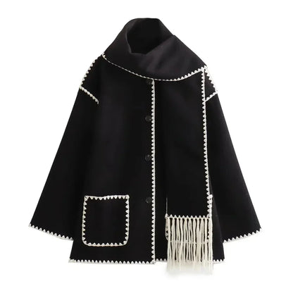 Oversized Contrast Stitch Coat | Chia