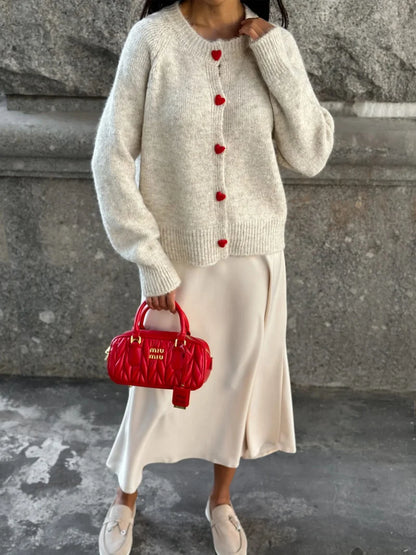 Women Heart Button Knitted Cardigan | Edwina