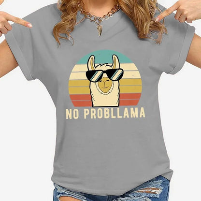Variant image for Women Graphic T-Shirt Black Modal | Llama Lover-7