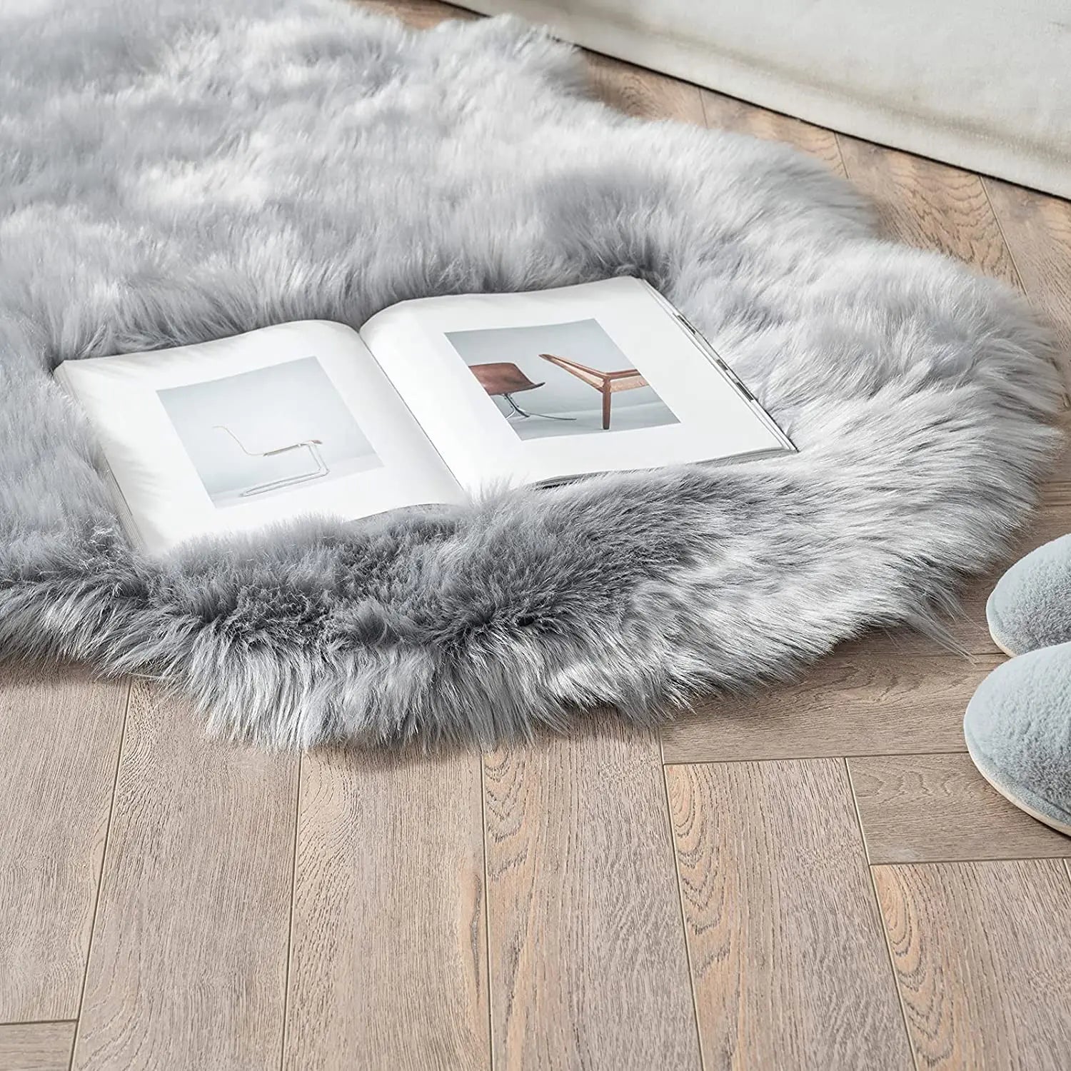 Washable Area Rug White Faux Sheepskin | Cozy Comfort 5