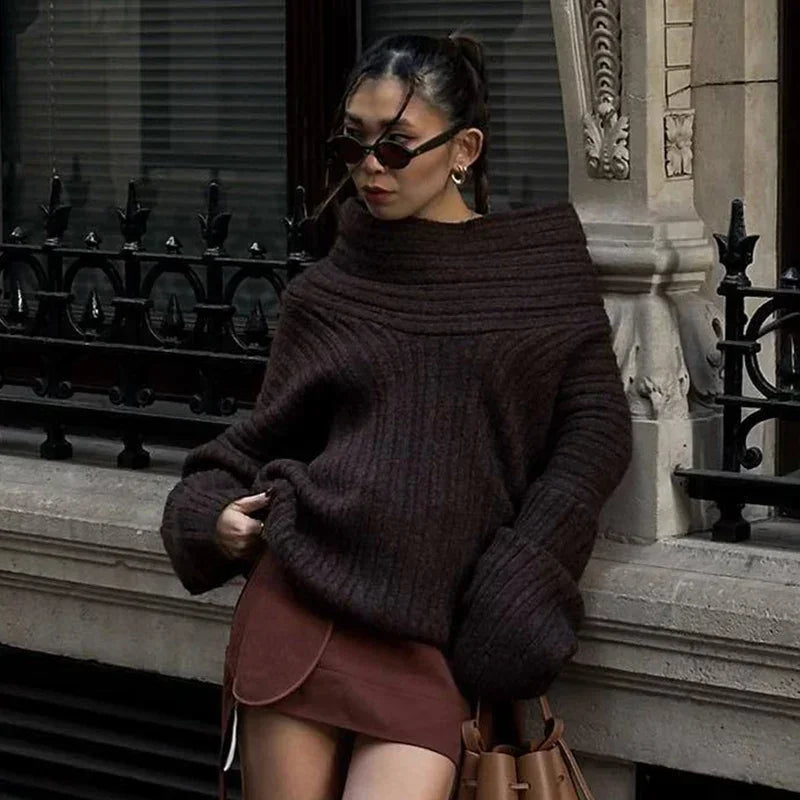 Off-Shoulder Oversized Knit Sweater | Drusilla