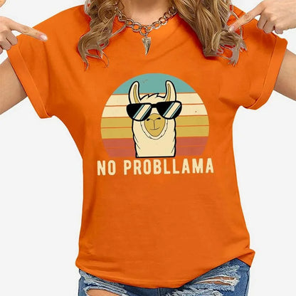 Variant image for Women Graphic T-Shirt Black Modal | Llama Lover-19
