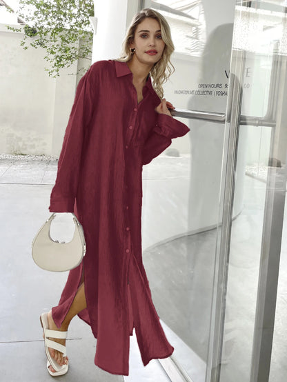 Relaxed Button-Up Shirt Dress | Joella