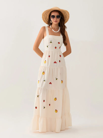 Embroidered Tiered Maxi Dress | Malia