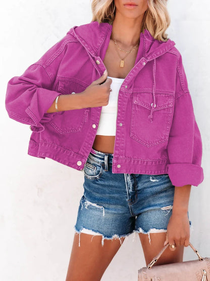 Variant image for Women Hooded Denim Jacket Blue Denim | Vintage Style-2