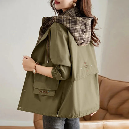 Oversized Plaid Hooded Jacket | Galina