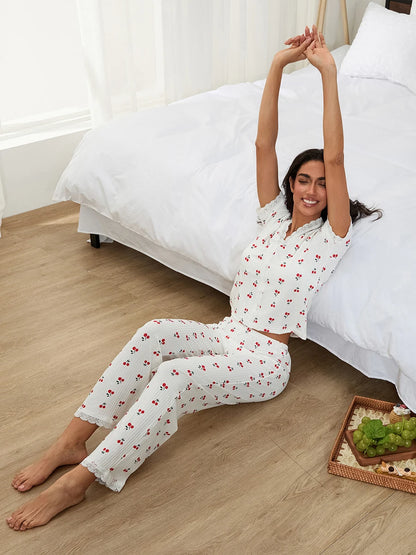 Cherry Print Pajama Set | Hann