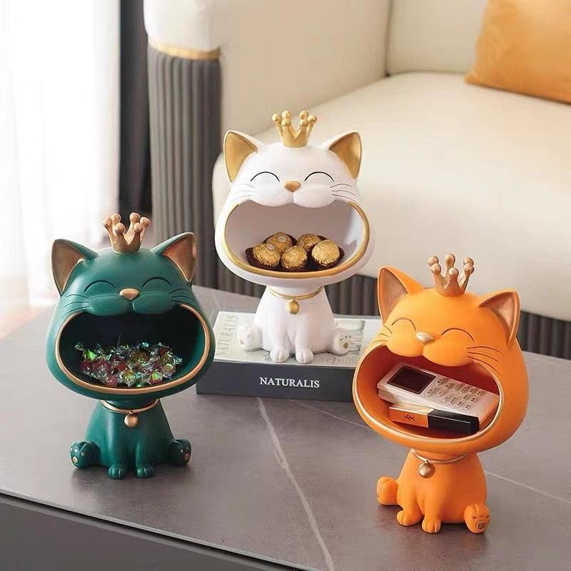 Cat Organizer Sculpture Multi-Colored Resin | Whimsical Design 2