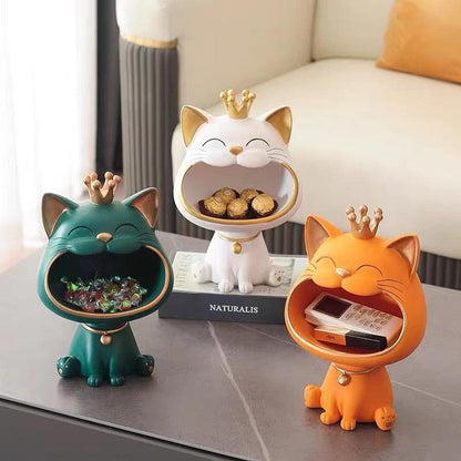 Cat Organizer Sculpture Multi-Colored Resin | Whimsical Design 2
