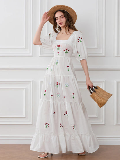 Embroidered Maxi Dress | Janelle