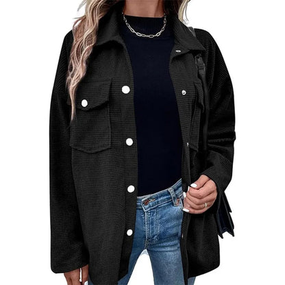 Women Textured Button-Up Overshirt Jacket | Jazleah