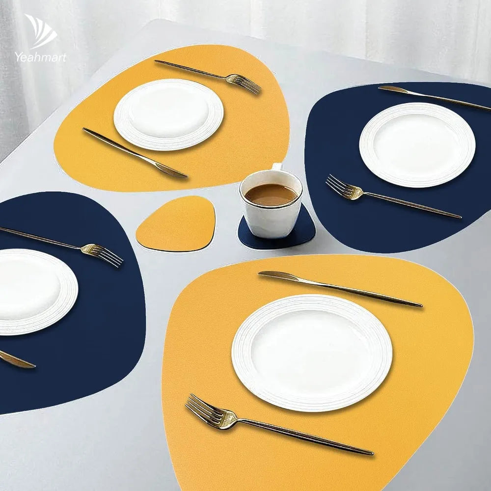Double-Sided Placemat Set Waterproof PU | Elegant Dining 6