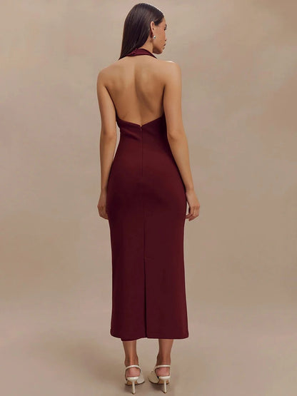 Halter Neck Midi Dress | Lenore