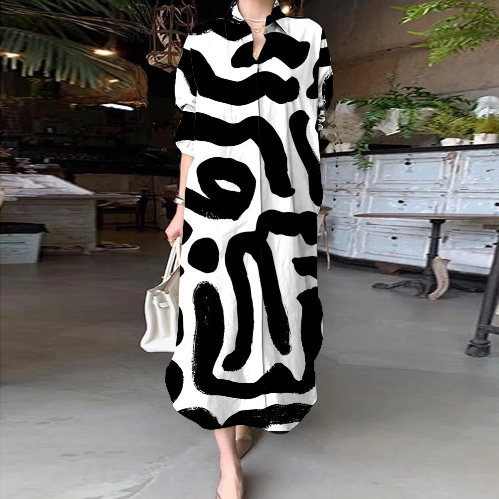 Women Abstract Print Shirt Dress | Aaliyah