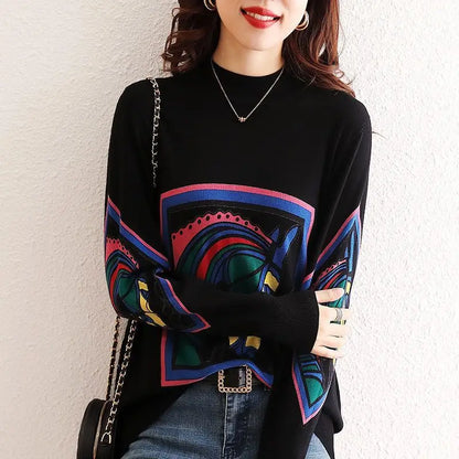 Women Abstract Pattern Knit Sweater | Ruthella