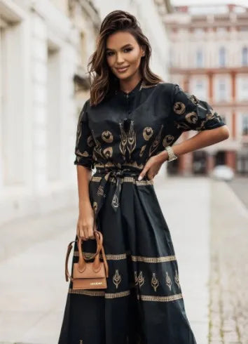 Women Bohemian Print Midi Dress | Teresa