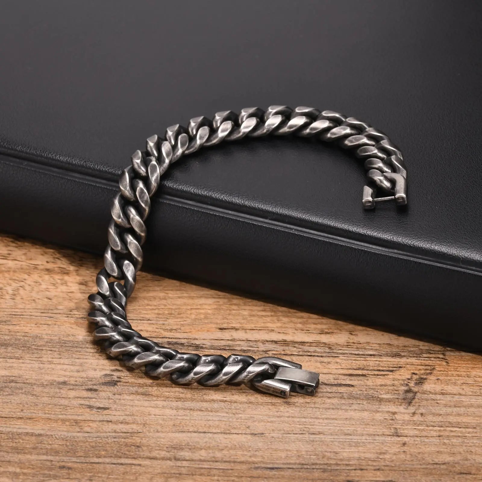 Men's Bracelet Silver Stainless Steel | Vintage Rock Style-4