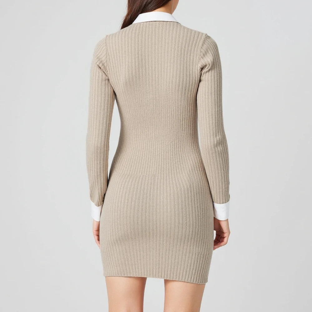 Classic Knit Collared Mini Dress | Jessenia