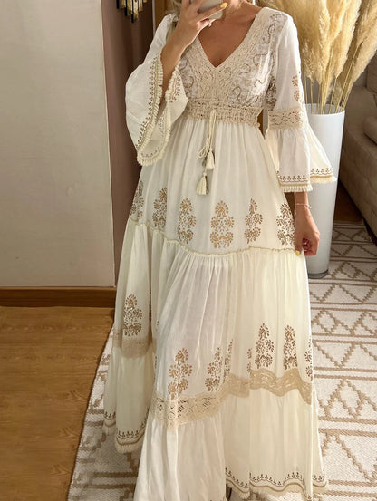 Boho Embroidered Maxi Dress | Cheska