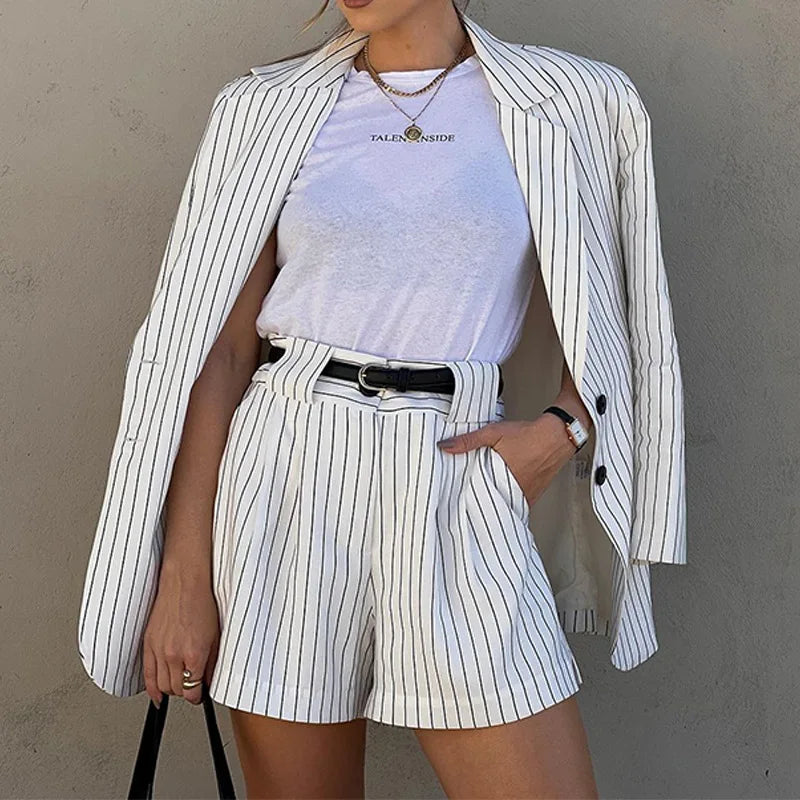 Striped Blazer & Shorts Set | Zia