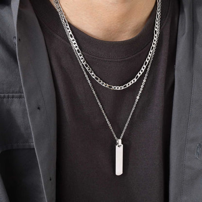 Men's Necklace Stainless Steel Geometric Bar | Stylish Gift-3