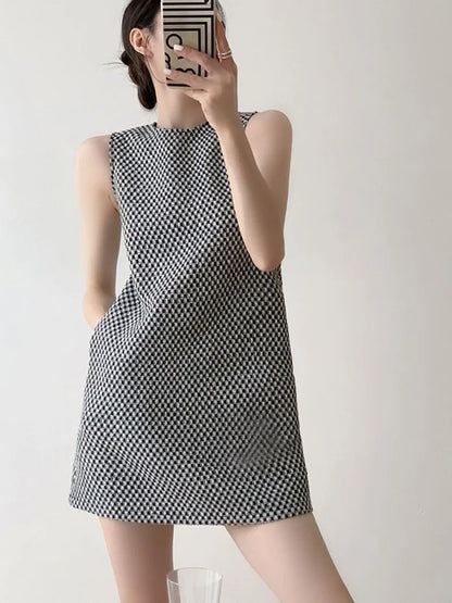 Checkered Shift Mini Dress | Maite