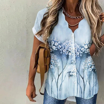 Floral Button-Up Blouse | Nerissa