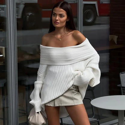 Off-Shoulder Oversized Knit Sweater | Drusilla