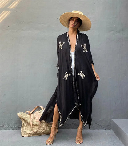 Women Kimono Cardigan Army Green Acetate | Summer Breeze-2
