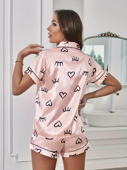 Heart Lash Print Pajama Set | Jacinda