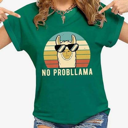 Variant image for Women Graphic T-Shirt Black Modal | Llama Lover-4