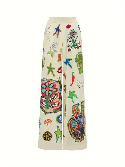Boho Graphic Print Wide-Leg Pants | Reina