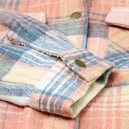 Women Sherpa-Lined Plaid Button Jacket | Hyacinth