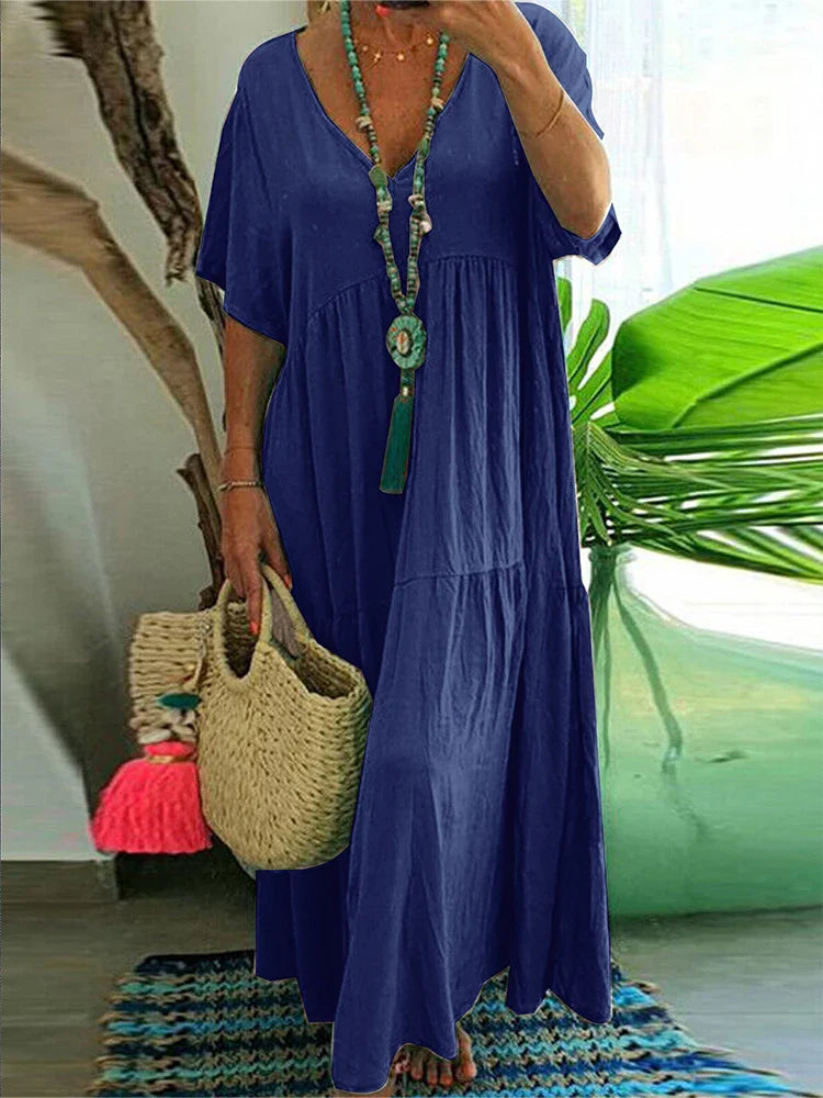Women Boho V-Neck Relaxed Maxi Dress | Halia