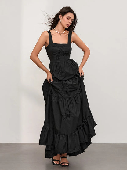 Embroidered Tiered Maxi Dress | Malia
