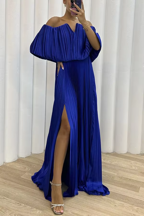 Off-Shoulder Pleated Maxi Dress | Celina