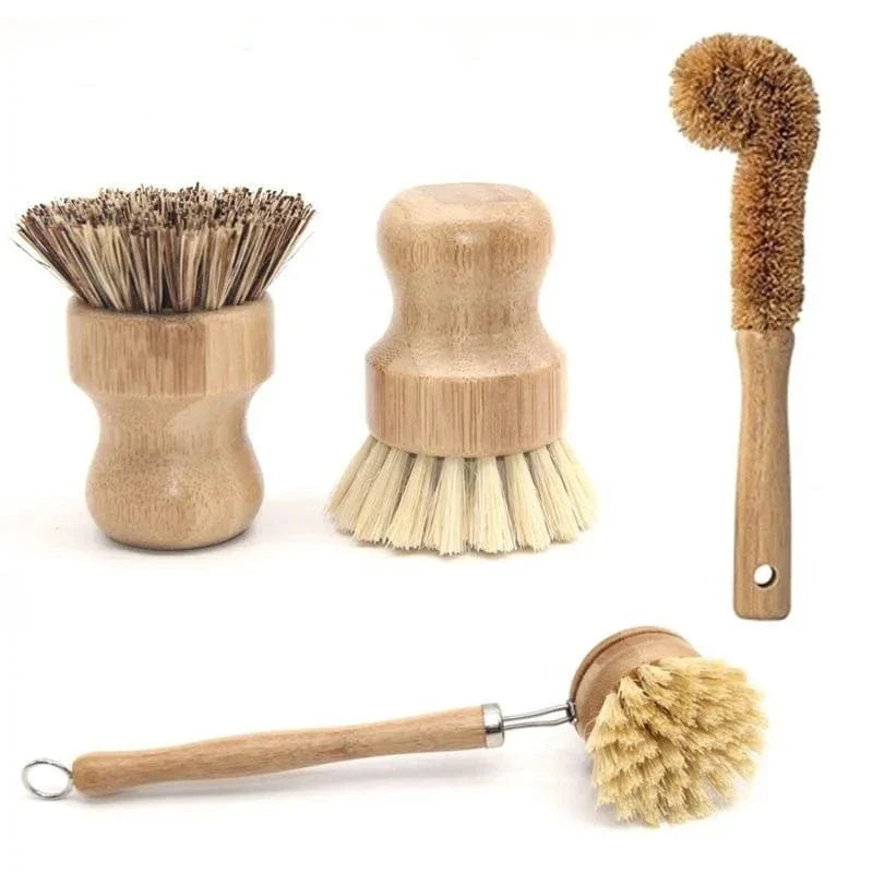 4-Piece Bamboo Cleaning Brush Set