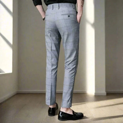 Men Slim-Fit Pants Striped Stretch Fabric | Classic Style-6