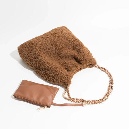 Faux Teddybear Lambs Fur Hobo Bag | Dasia