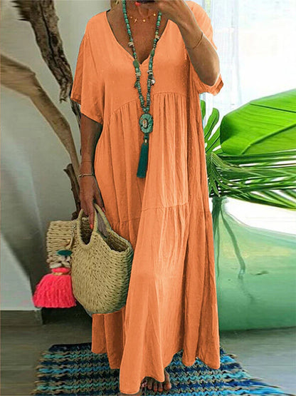Women Boho V-Neck Relaxed Maxi Dress | Halia