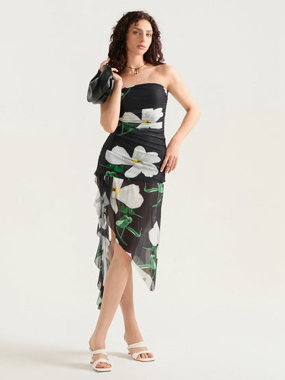 Women Floral Asymmetrical Midi Dress | Ysabelle