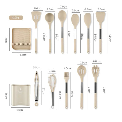 Kitchen Utensil Set 13 Pieces Silicone Stainless Steel | Mary Home 4
