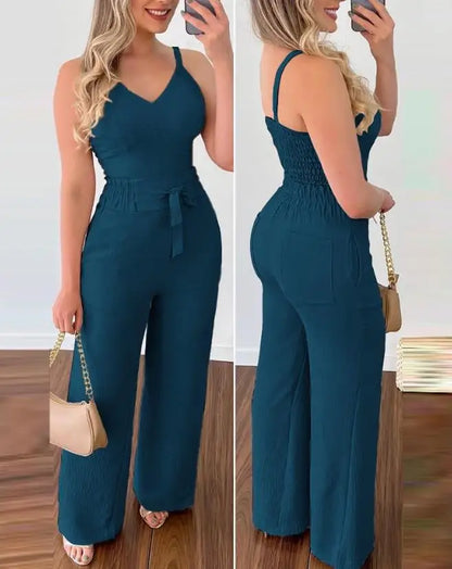 Women Shirred Two-Piece Jumpsuit Set | Sadie