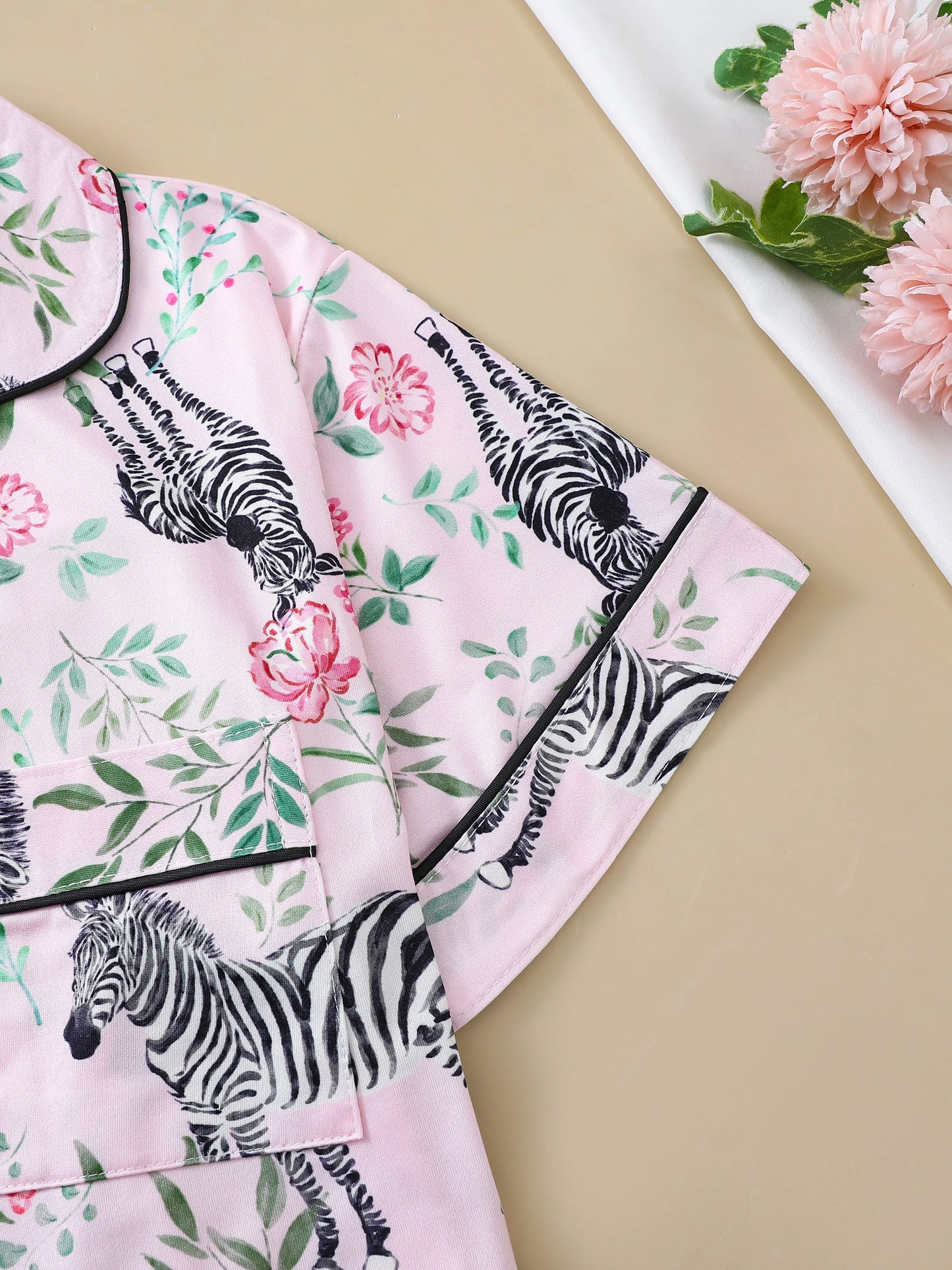 Zebra Print Satin Pajama Set | Eda