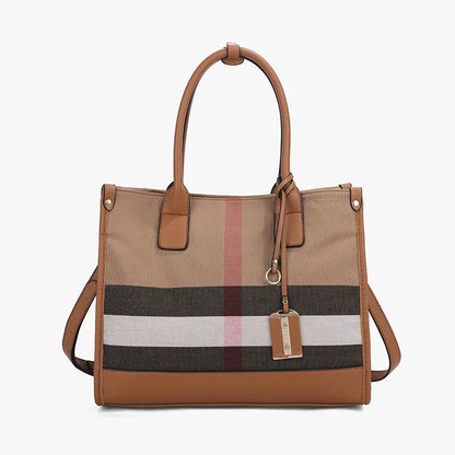 Women Elegant Plaid Tote Bag | Eliana