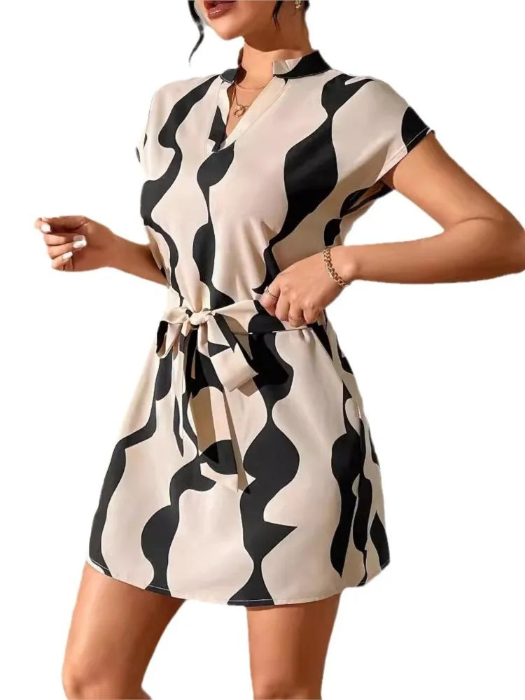 Bold Wave Print Shirt Dress | Camille