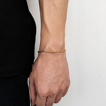 Variant image for Men's Bracelet Gold Stainless Steel Twist Chain | Trendsetter-3