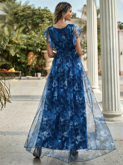 Floral Flutter Sleeve Maxi Dress | Kaye