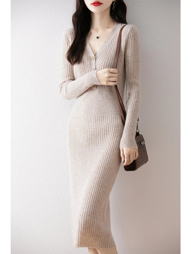 Ribbed Knit Midi Dress | Rosalba