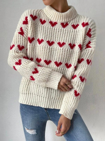 Women Heart Pattern Knit Sweater | Jamie